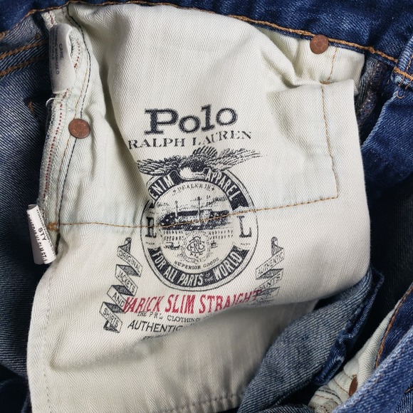 Polo Ralph Lauren Jeans Mens 33x31 Denim The Varick Slim Straight Distressed - Picture 11 of 15